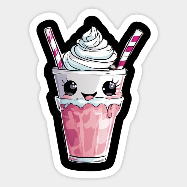 Pink Strawberry Milkshake Sticker by animegirlnft